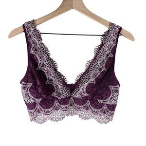 Victorias Secret Dark Purple Scallop Trim Lace Bralette